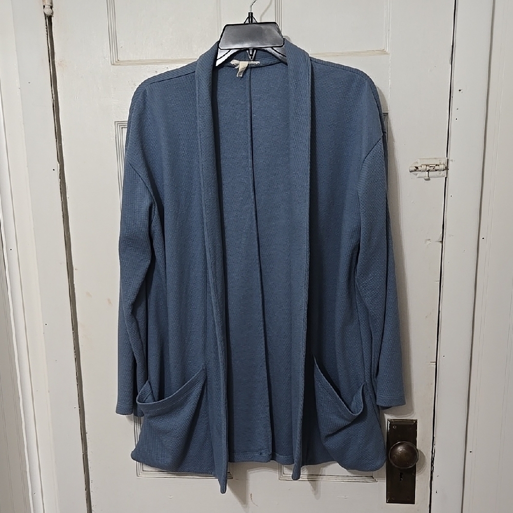 EILEEN FISHER Chambray Kimono Jacket Diagonal Eco Knit Organic Women Small